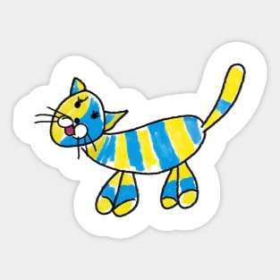 cat art  from Ukrainian children art Sticker